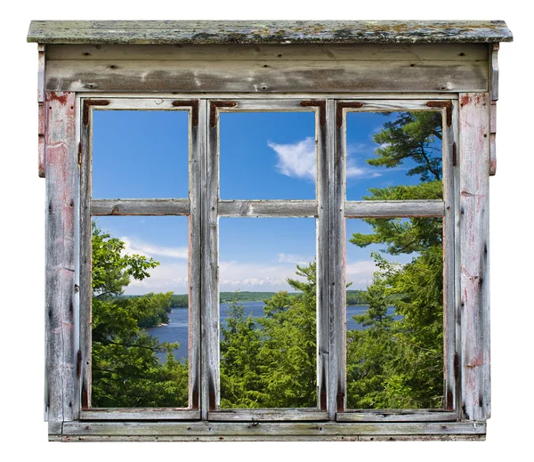 Scenic view seen through an old window frame — Stock Photo, Image
