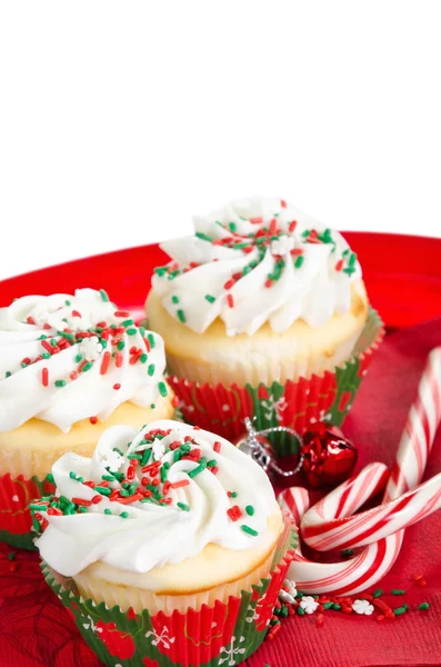 Holiday cupcakes with vanilla frosting — Stock Photo, Image