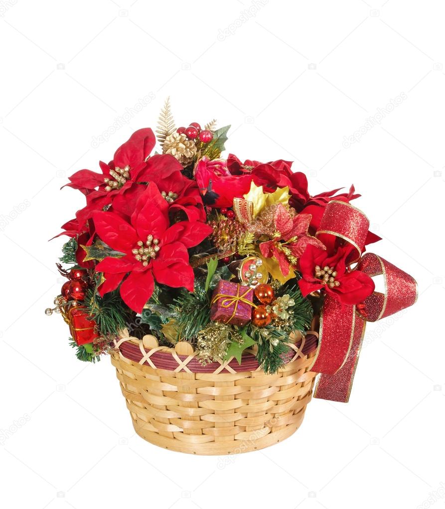 Holiday flower arrangement basket