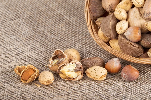 Mixed nut basket — Stock Photo, Image