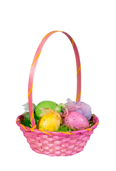 Cesto uovo di Pasqua rosa — Foto Stock