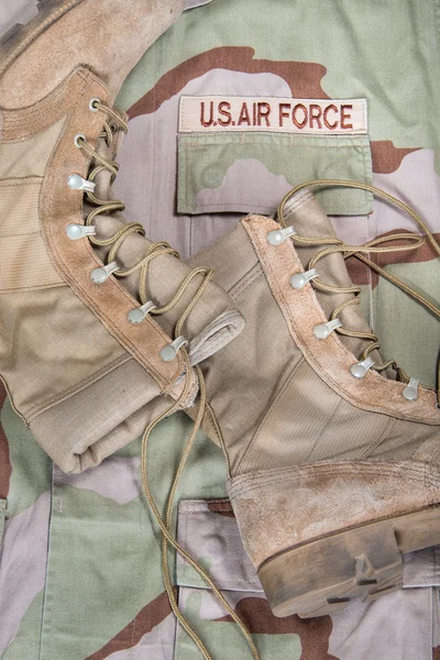 Botas de combate y uniforme de la Fuerza Aérea — Foto de Stock