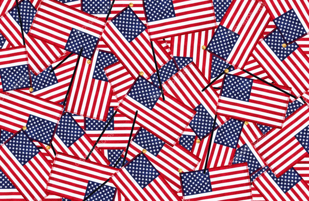 Miniature American flags background