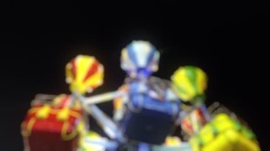 Joyful and Colorful Blurry Amusement Park Fun Fair at Night 
