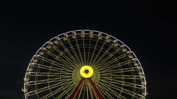 Joyful Colorful Amusement Park Fun Fair Night Ferriswheel Swing Other — Stockvideo