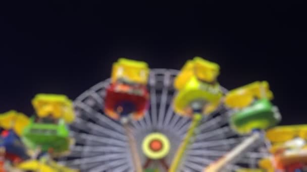 Joyful Colorful Blurry Amusement Park Fun Fair Night — Stok video