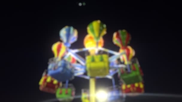 Joyful Colorful Blurry Amusement Park Fun Fair Night — Stok video