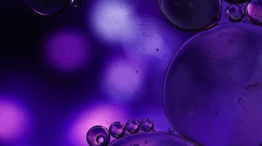 Abstract Colorful Food Oil Circle Drops on Water and Dreamy Air Bubbles 