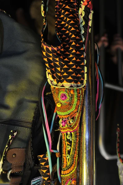 MIAMI - JULY 20: Clothes and bags details closeup backstage at the Agua Bendita Swim Collection for Spring Summer 2013 during Mercedes-Benz Swim Fashion Week on July — Stock Photo, Image