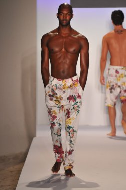 Miami - 20 Temmuz: model yürür pist a.z araujo yüzmek koleksiyonu için ilkbahar yaz 2013 mercedes-benz yüzmek moda haftası 20 Temmuz 2012 tarihinde miami, fl