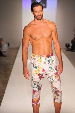 Miami - 20 Temmuz: model yürür pist a.z araujo yüzmek koleksiyonu için ilkbahar yaz 2013 mercedes-benz yüzmek moda haftası 20 Temmuz 2012 tarihinde miami, fl