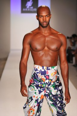 Miami - 20 Temmuz: model yürür pist a.z araujo yüzmek koleksiyonu için ilkbahar yaz 2013 mercedes-benz yüzmek moda haftası 20 Temmuz 2012 tarihinde miami, fl