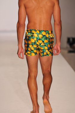 Miami - 20 Temmuz: model yürür pist a.z araujo yüzmek koleksiyonu için ilkbahar yaz 2013 mercedes-benz yüzmek moda haftası 20 Temmuz 2012 tarihinde miami, fl