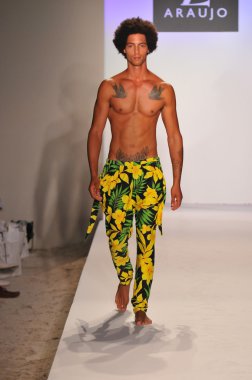 Miami - 20 Temmuz: model yürür pist a.z araujo yüzmek koleksiyonu için ilkbahar yaz 2013 mercedes-benz yüzmek moda haftası 20 Temmuz 2012 tarihinde miami, fl