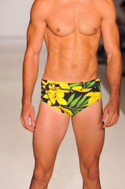 Miami - 20 Temmuz: model yürür pist a.z araujo yüzmek koleksiyonu için ilkbahar yaz 2013 mercedes-benz yüzmek moda haftası 20 Temmuz 2012 tarihinde miami, fl