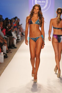 Miami - 23 Temmuz: model yürür pist cote dor mayo koleksiyonu için ilkbahar yaz 2013 mercedes-benz yüzmek moda hafta 23 Temmuz 2012 tarihinde miami, fl