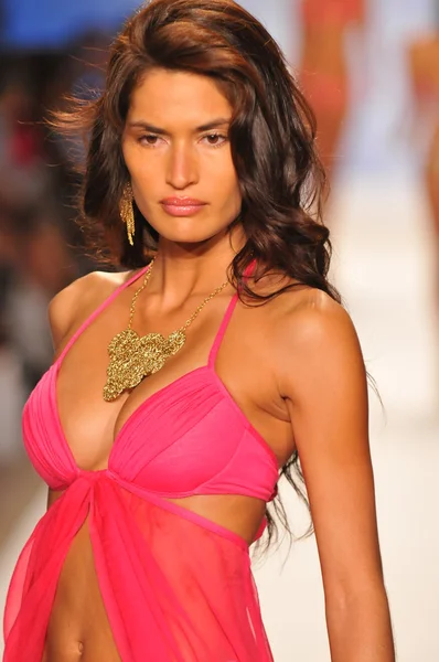 Model walking runway at the Aquarella Swim Collection for Spring Summer 2013 during Mercedes-Benz Swim Fashion Week on July 23, 2012 in Miami — Stock Photo, Image