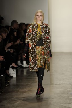 New york - Şubat 09: model yürür çapkın koleksiyonu için pist johnson hartig tarafından moda haftasında Manhattan'da süt stüdyoda 09 Şubat 2012 tarihinde new York'ta