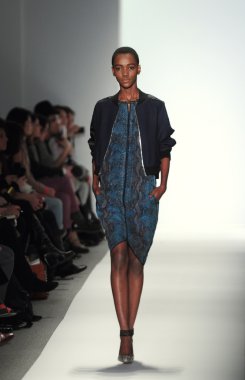 New york - Şubat 10: manken rebacca taylor sonbahar kış 2012 tanıtım Lincoln center 10 Şubat 2012 tarihinde new york moda haftası için pist yürür