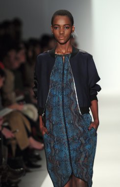 New york - Şubat 10: manken rebacca taylor sonbahar kış 2012 tanıtım Lincoln center 10 Şubat 2012 tarihinde new york moda haftası için pist yürür