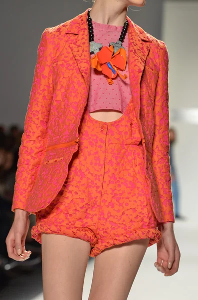 NEW YORK, NY - SEPTEMBER 11: A model walks the runway at the Timo Weiland Spring 2012 fashion show during Mercedes-Benz Fashion Week at The Studio at Lincoln Center on September 11, 2011 in New York C — Stock Photo, Image