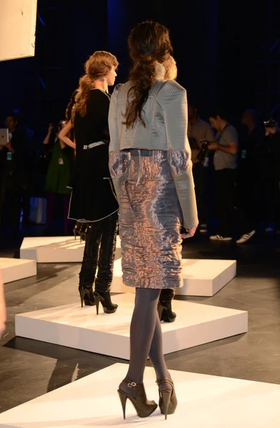 NEW YORK - FEBRUARY 10: Models pose at Katya Leonovich Fall Winter 2012 presentation at Box in Lincoln Center during New York Fashion Week on February 15, 2012 in New York — Stock Photo, Image