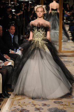 New york - 15 Şubat: manken marchesa sonbahar kış 2012 tanıtım pist plaza Otel'de 15 Şubat 2012 NYC new york moda haftasında yürür.