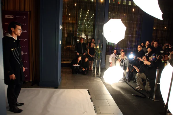 НЬЮ-ЙОРК - 13 февраля: Модельные позы для фотографов на презентации коллекции Sergio Davila Fall Winter 2012 в Lounge 48 во время Нью-Йоркской недели моды 13 февраля 2012 года в Нью-Йорке — стоковое фото