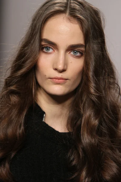 New york, ny - 15 Şubat: manken prova yürür j. mendel sonbahar 2012 moda show mercedes-benz moda haftası sırasında lincoln Center'da Tiyatrosu'nda 15 Şubat 2012 NY