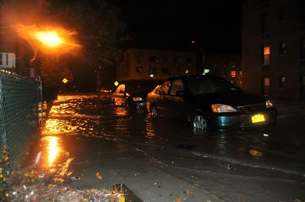 Flooded cars, caused by Hurricane Sandy — Stock Photo, Image