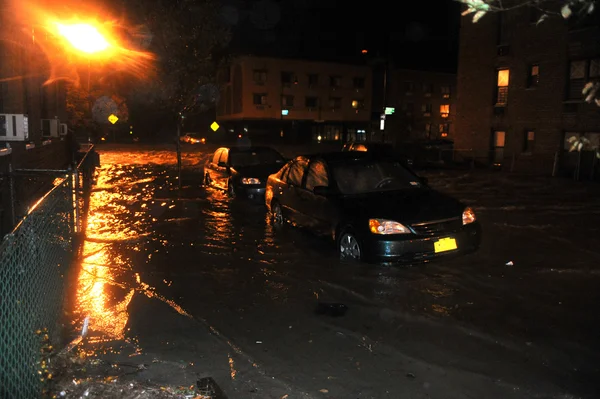 Flooded cars, caused by Hurricane Sandy — Stock Photo, Image