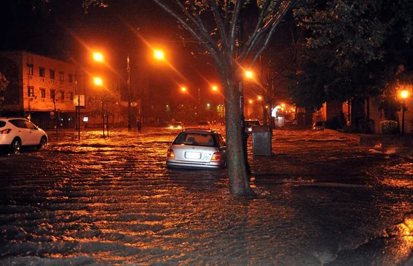 Flooded cars, caused by Hurricane Sandy — Stock Photo, Image