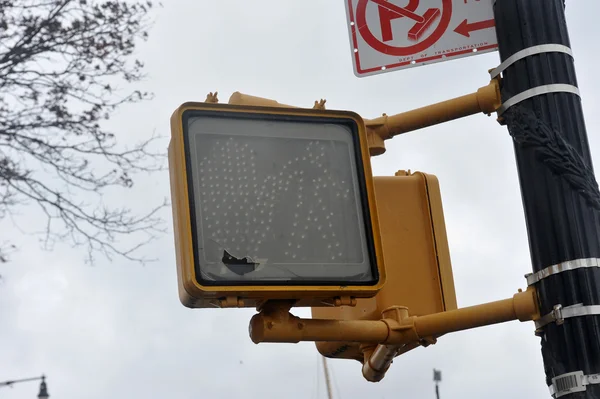 Traffic light went off in the Sheapsheadbay neighborhood due to flooding from Hurricane Sandy — Stock Photo, Image