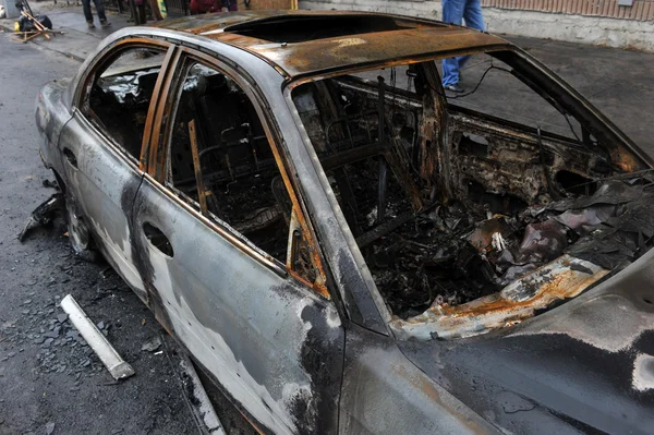 Fire departnent fought fire in the Sheapsheadbay neighborhood due to flooding from Hurricane Sandy — Stock Photo, Image