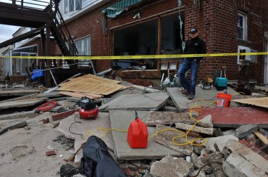 Brooklyn, ny - Kasım 01: seagate mahalle binaları içinde ciddi bir hasar nedeniyle darbe gelen kasırga kumlu 01 Kasım 2012 Perşembe günü brooklyn, new york, ABD.