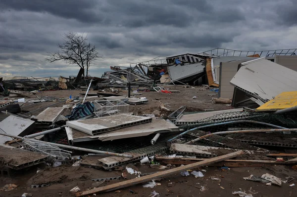 布鲁克林，纽约 — — 11 月 01 日： 希捷滩建筑物严重损害俱乐部从布鲁克林，纽约，美国的飓风桑迪的影响上星期四 2012 年 11 月 1 日. — 图库照片