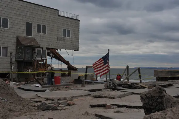 Orkaan zandstrand in brooklyn, new york, VS. — Stockfoto