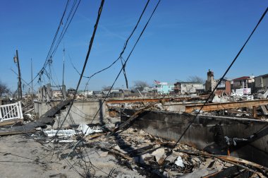 New york, ny - Kasım 09: kasırga Sandy'nin sonrasında havadar noktaya kadar rockawayon bir parçası 9 Kasım 2012 new york şehrinin queens ilçesinde sahneleri.