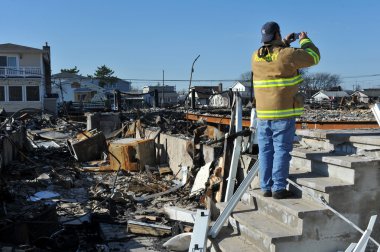 New york, ny - Kasım 09: kasırga Sandy'nin sonrasında havadar noktaya kadar rockawayon bir parçası 9 Kasım 2012 new york şehrinin queens ilçesinde sahneleri.