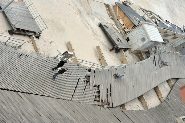 クイーンズ, ny - 11 月 11 日: 2012 年 11 月 11 日にハリケーン サンディ クイーンズ、ニューヨーク、米国から影響を与えるためビーチエリア破損した家および余波の回復、ロックアウェイの空中写真. — ストック写真