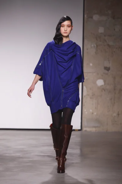 PARIS, FRANCE - FEBRUARY 29: A model walks the runway during the Atsuro Tayama Ready to Wear Fall Winter 2011 show as part of the Paris Fashion Week on February 29, 2012 in Paris, France — Stock Photo, Image