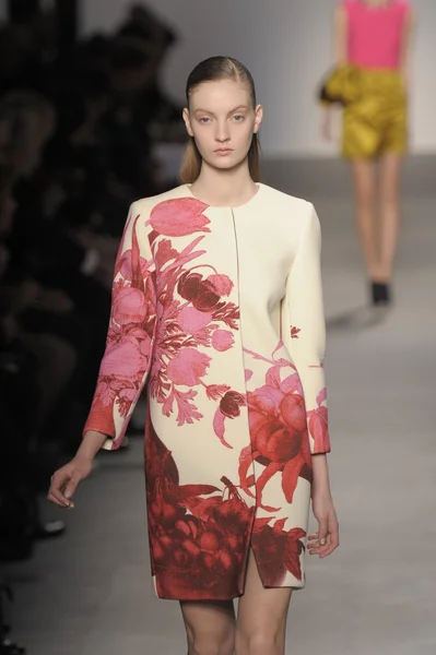 Paris, france - märz 07: ein model läuft auf dem laufsteg der modenschau giambattista valli während der Pariser modewoche am 7. märz 2011 in paris, france. — Stockfoto