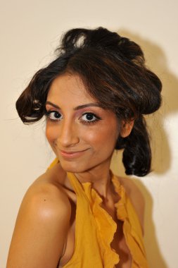 Los angeles - 19 Ekim: model kuliste yüzmek defile için hazır olsun günbatımı gower studios adlı 19 Ekim 2012 tarihinde los angeles moda hafta sonu boyunca los ageles ca