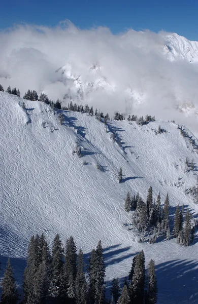 Vue spectaculaire sur les montagnes depuis la station de ski Snowbird dans l'Utah, États-Unis — Photo