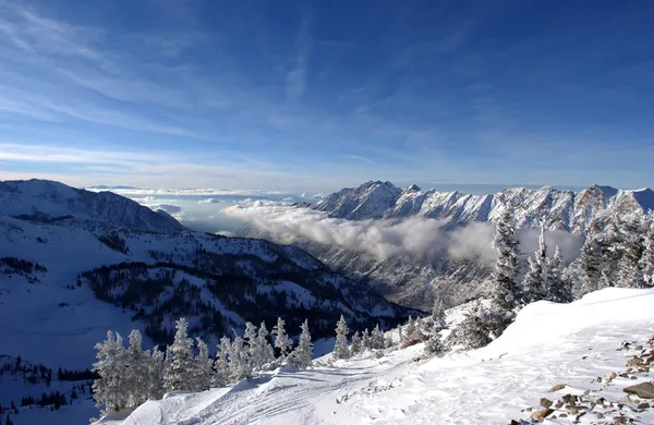 Spektakularny widok na góry z ośrodka narciarskiego snowbird w utah, Stany Zjednoczone Ameryki — Zdjęcie stockowe