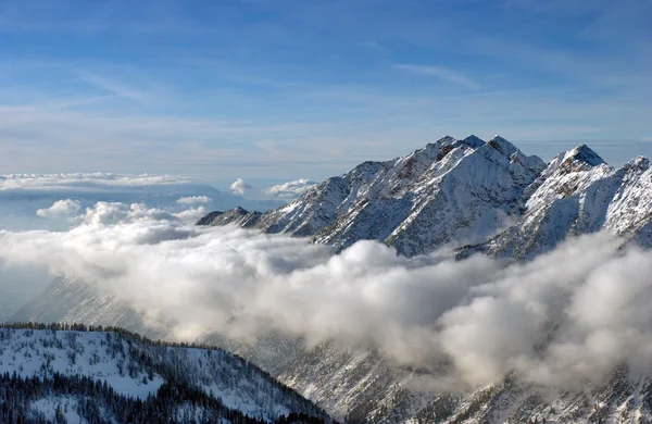 Захоплюючим видом на гори з Snowbird гірськолижний курорт в штаті Юта, США — стокове фото