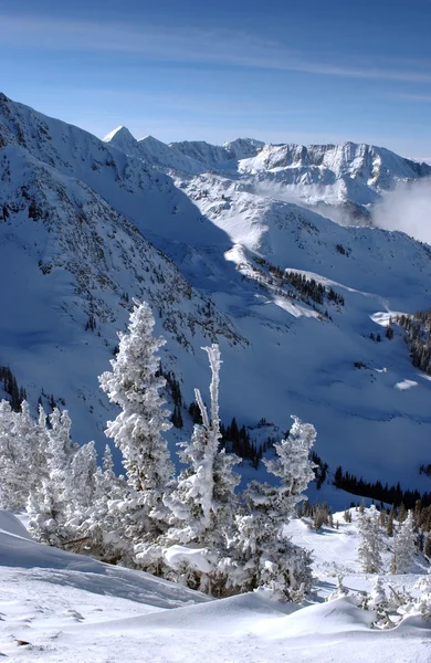 Καταπληκτική θέα προς τα βουνά από snowbird χιονοδρομικό κέντρο στη Γιούτα, ΗΠΑ — Φωτογραφία Αρχείου