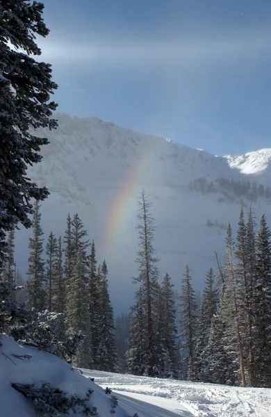 Winter rainbow at Alta ski resort, Utah — Stok fotoğraf