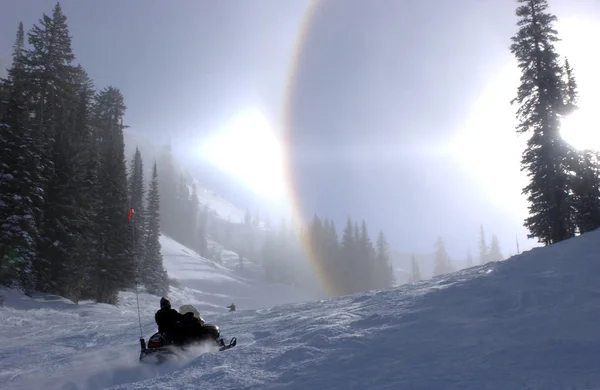 Winter rainbow at Alta ski resort, Utah — Stok fotoğraf