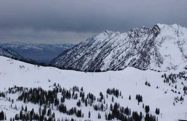 Espectacular vista a las montañas desde la cima de la estación de esquí Alta en Utah —  Fotos de Stock